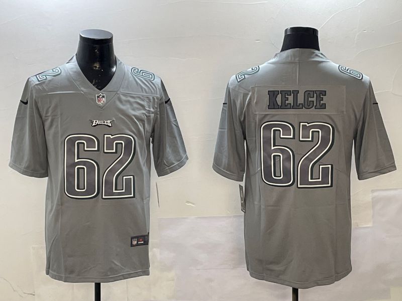 Men Philadelphia Eagles #62 Kelce Grey 2025 Nike Vapor Limited NFL Jersey style 210